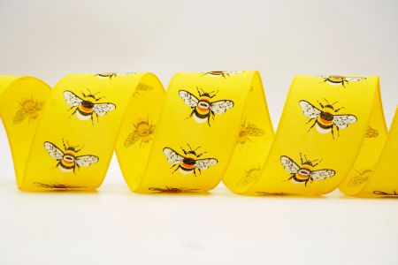 Ruban de collection Printemps Fleur avec abeilles_KF7568GC-6-6_jaune